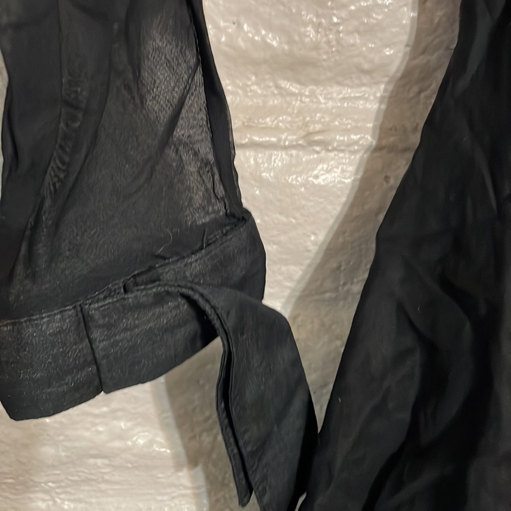 L.A.M.B. Y2K Gwen Stefani asymmetrical black semi-sheer button up top - Picture 10 of 10